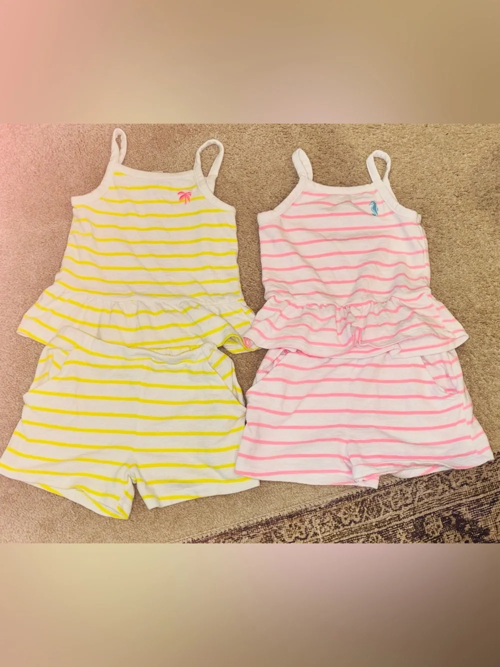 Garanimals Striped Tank Romper Set - Yellow & Pink (2 Sets)
